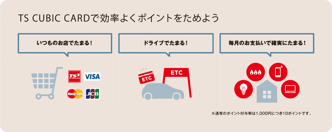 TS CUBIC CARDで効率よくポイントをためよう