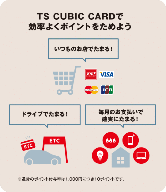 TS CUBIC CARDで効率よくポイントをためよう